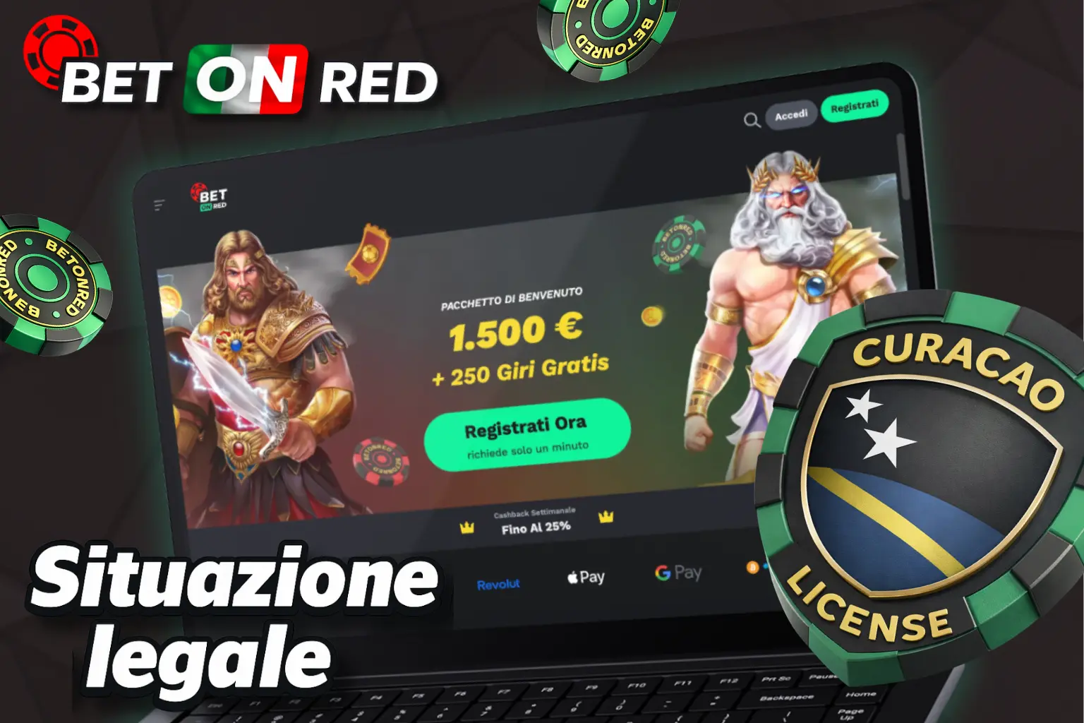 Il casinò BetOnRed opera con una licenza rilasciata da Curaçao